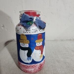 Festive Snowman Decorative Jar Candle Holder⁸.